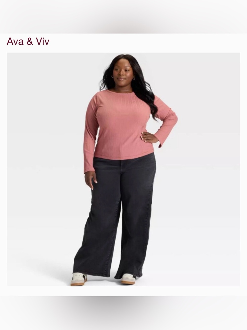 Ava & Viv ~ Black Denim Jeans ~ Wide Leg, Bell Bottoms ~ No Gap Waistband